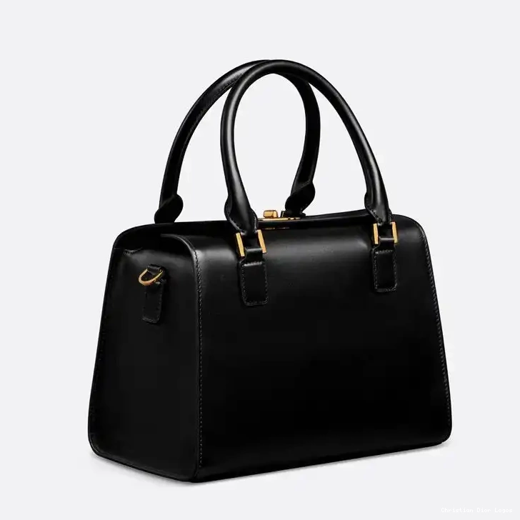 Cheap Dior Bag Calfskin Box Boston Medium Black 0327 Luxury